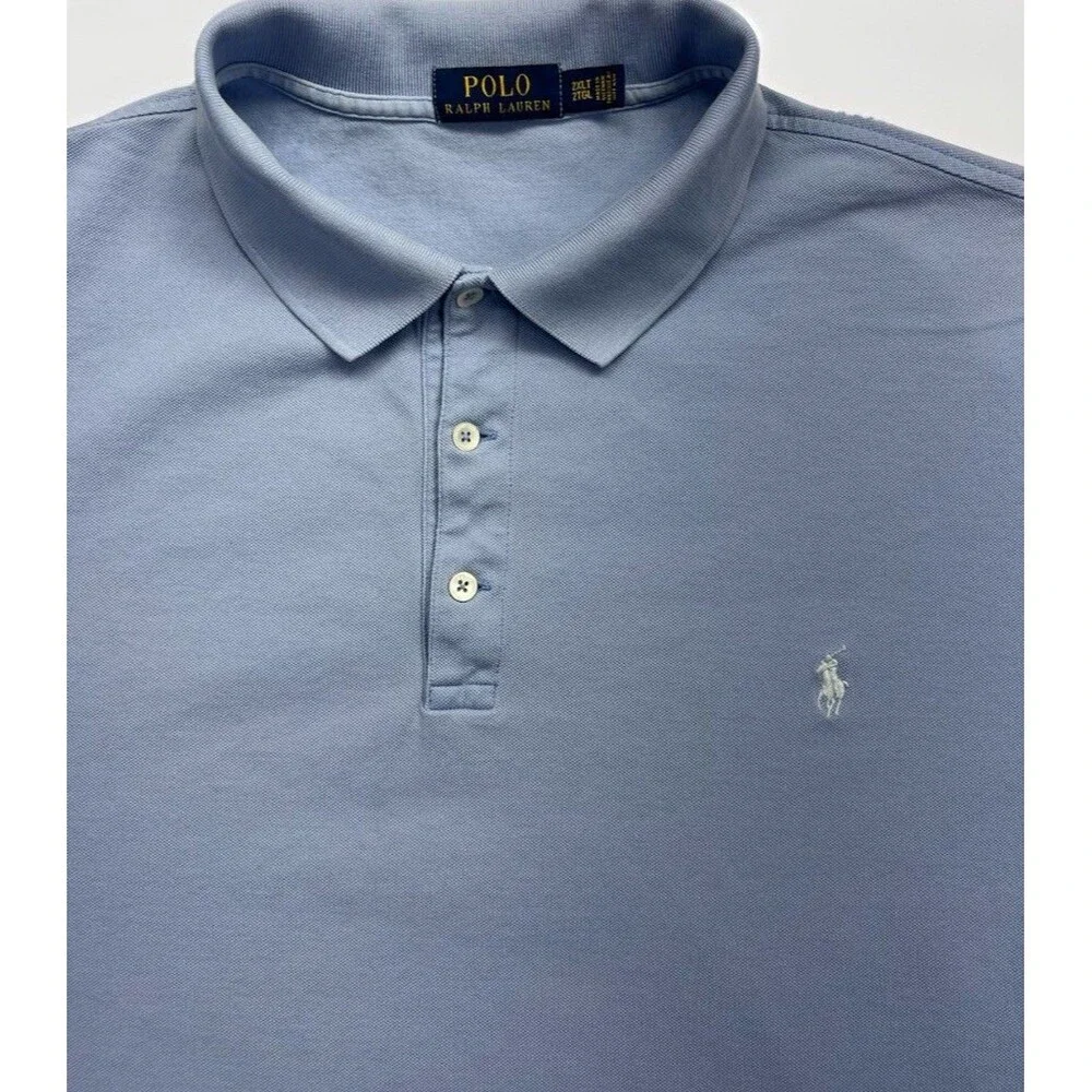 Polo Ralph Lauren Polo Shirt Mens 2XLT Blue Stretch Cotton Short Sleeve Big Tall